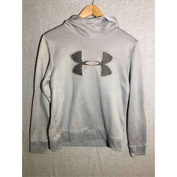 Womens Under Armour Hoodie Casual Grey Light Pink Logo Casual Winter - Picture 1 of 5